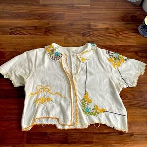 UO patchwork crop top embroidered